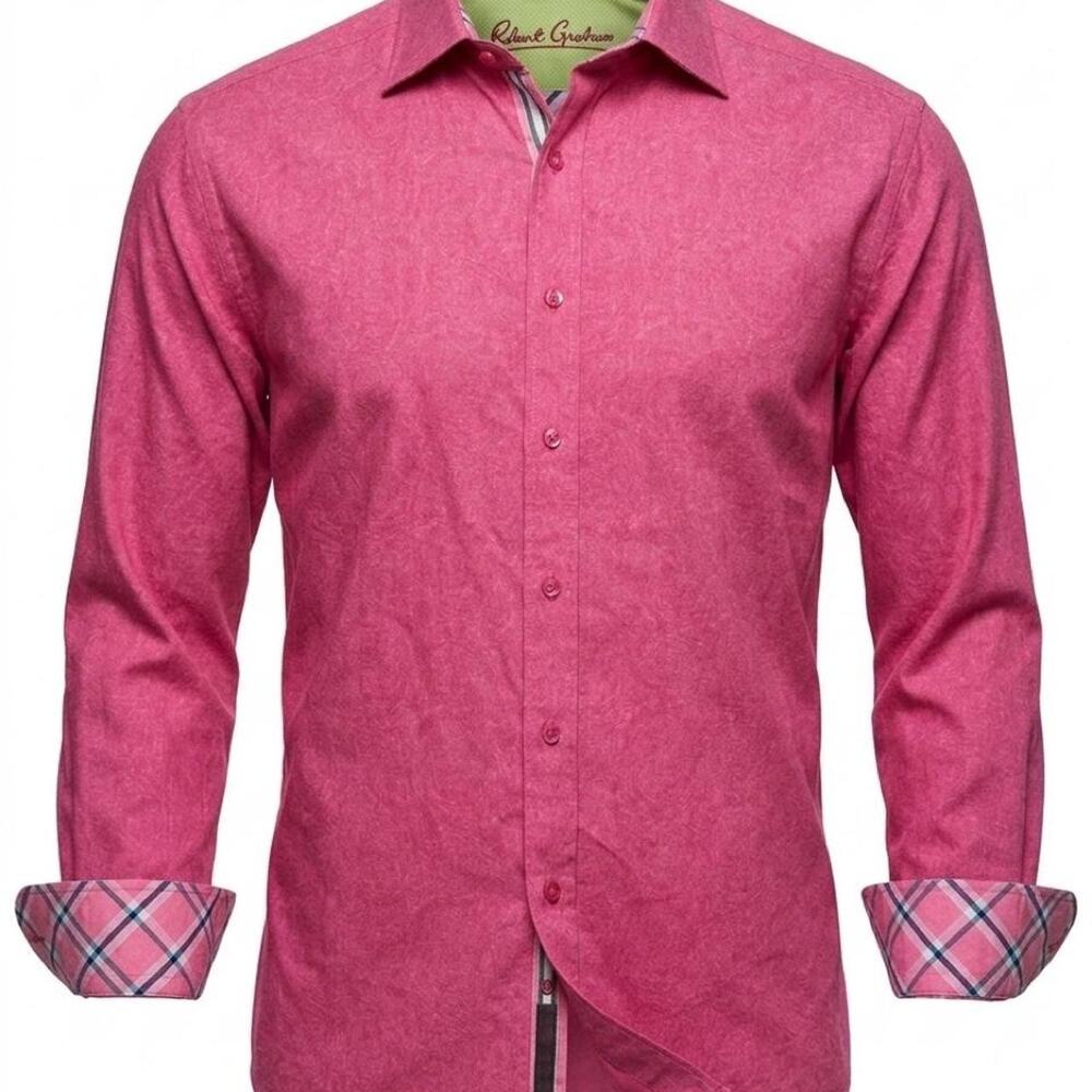 Robert Graham 2XL Mens Pink Paisley Jacquard Long Sleeve Button Up Flip Cuff